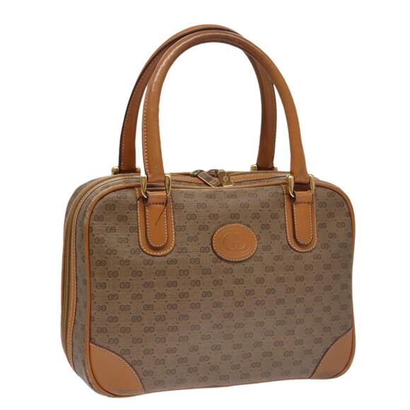 GUCCI Micro GG Supreme Hand Bag Pvc Leather Beige Gold - Picture 1 of 16